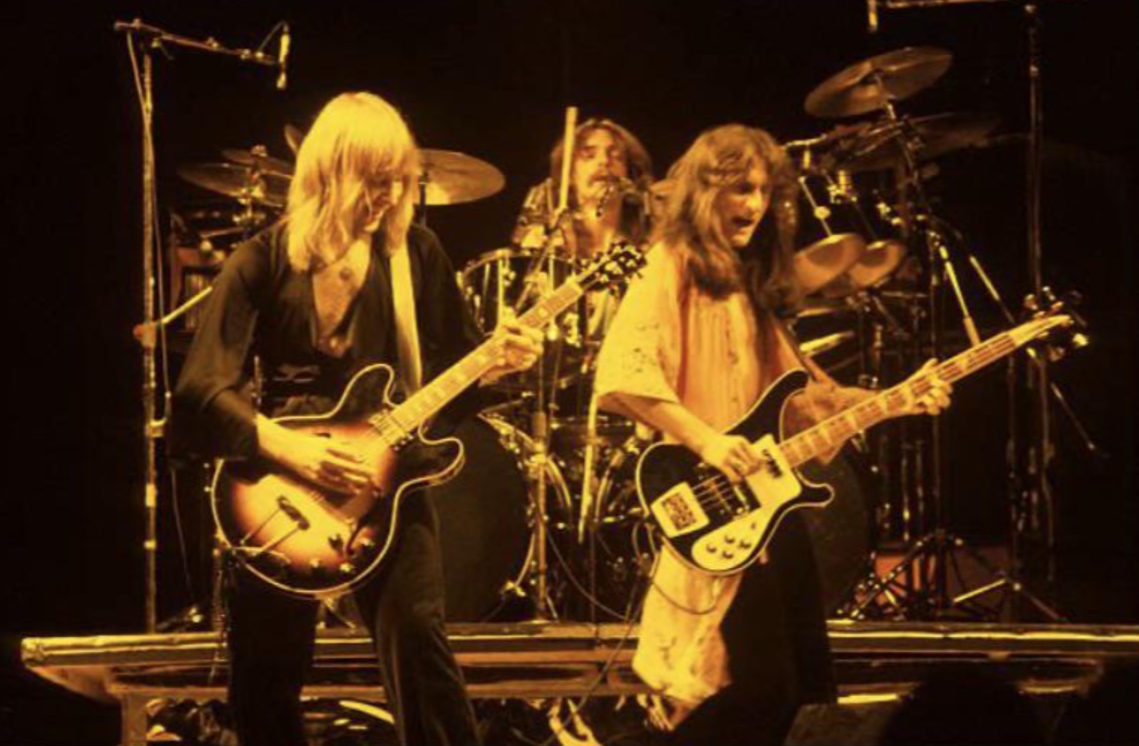The prog rock trio RUSH, performing live in the mid 1970’s 